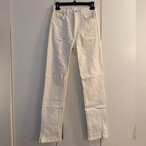 Bershka Women’s Split Hem White Straight Jeans